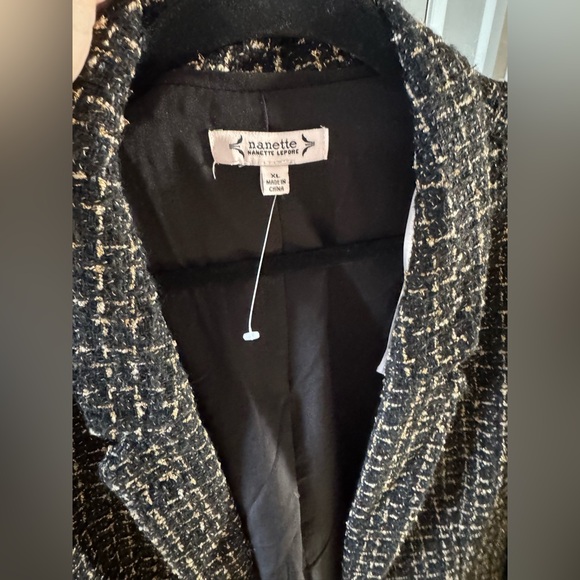 NANETT LEOPORE GOLD BLAC METALLIC THREAD BLAZER - Picture 3 of 7